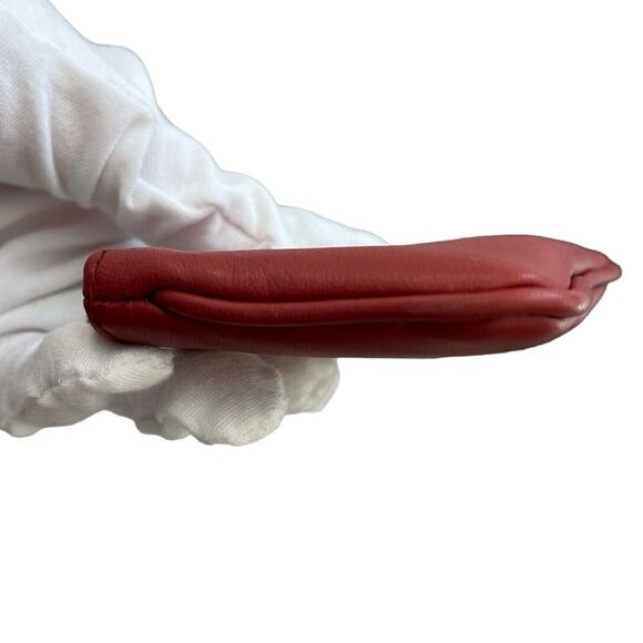 Bottega Veneta Leather Keychain Coin Pouch Red Floral - Picture 8 of 12